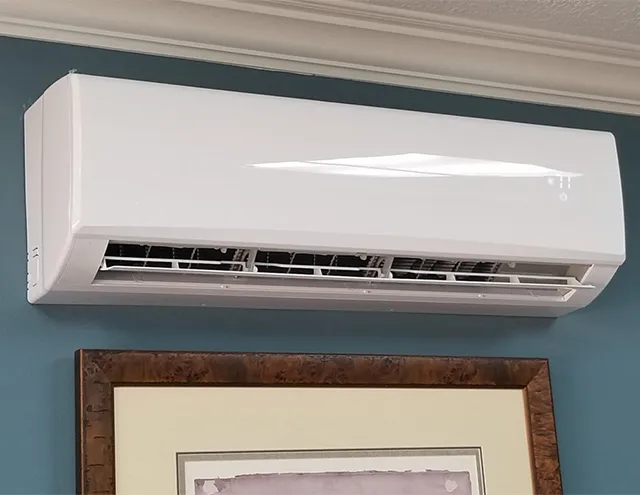 Wall-mounted ductless system air conditioner unit.