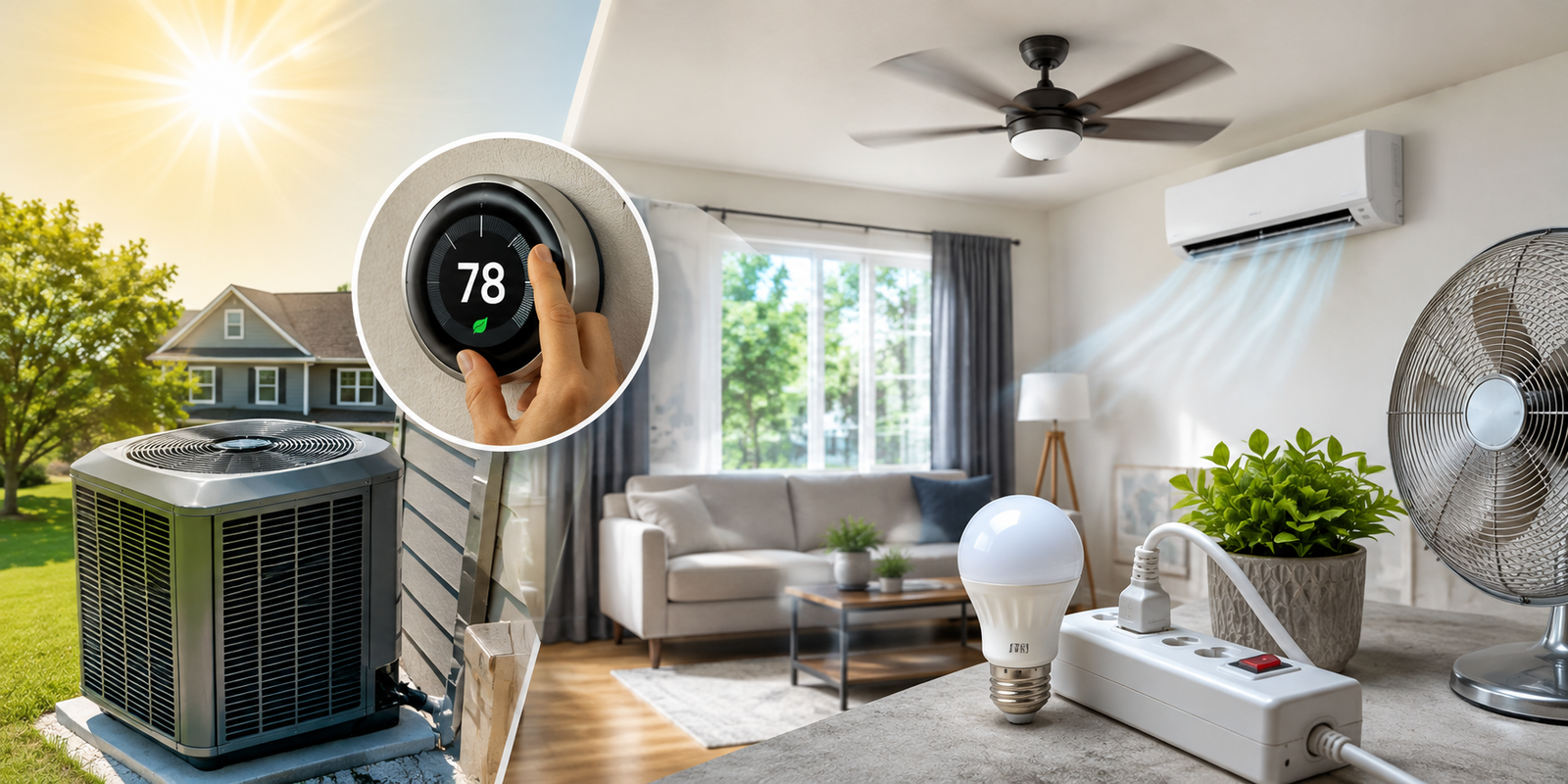 Blogs Smart thermostat lowering temperature to save energy and lower electric bill this summer.